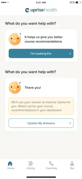 Uprise questionnaire mobile interface